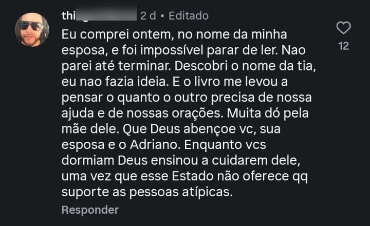 thiago558234: Eu comprei ontem, no nome da minha
      esposa, e foi impossível parar de ler. Não parei até terminar.
